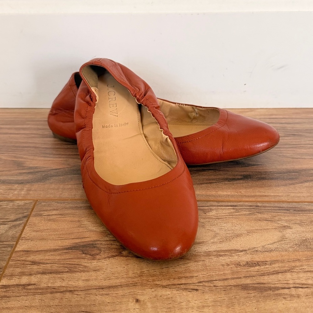 J. Crew Italian Leather Cognac Brown Everyday Ballet Flats Size 7